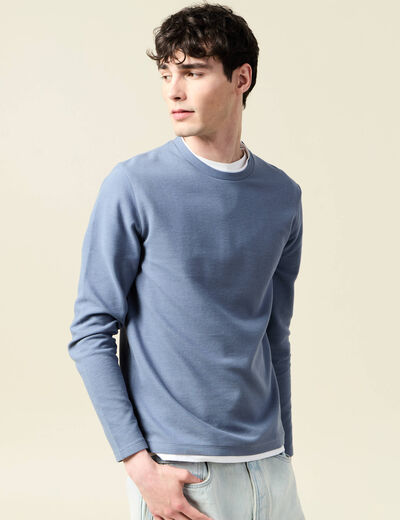 T-shirt manches longues bleu foncé homme