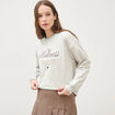 Sweat droit manches longues gris clair femme