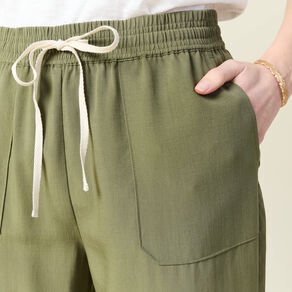 pantalon droit a coulisse vert kaki femme Pantalon droit à coulisse vert kaki femme