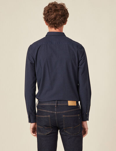 Chemise cintr&eacute;e manches longues bleu fonc&eacute; homme