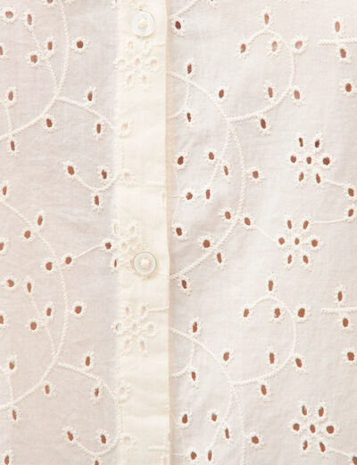 Chemise en coton manches coude creme femme