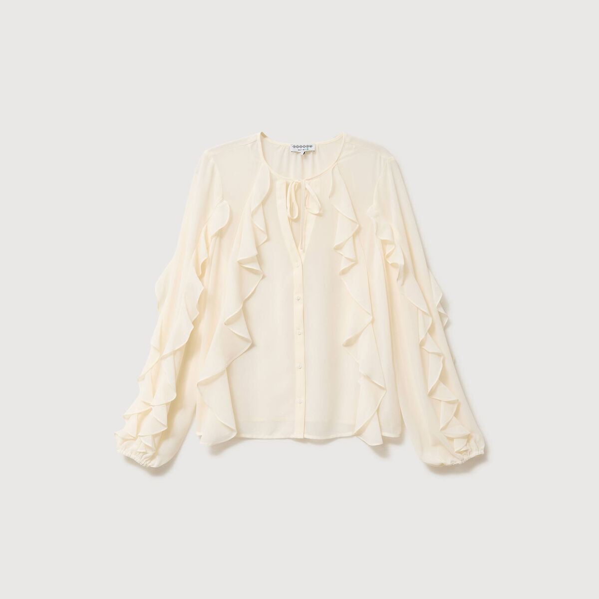 Chemise manches longues col rond ivoire femme