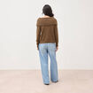Pull droit manches longues bardot marron femme