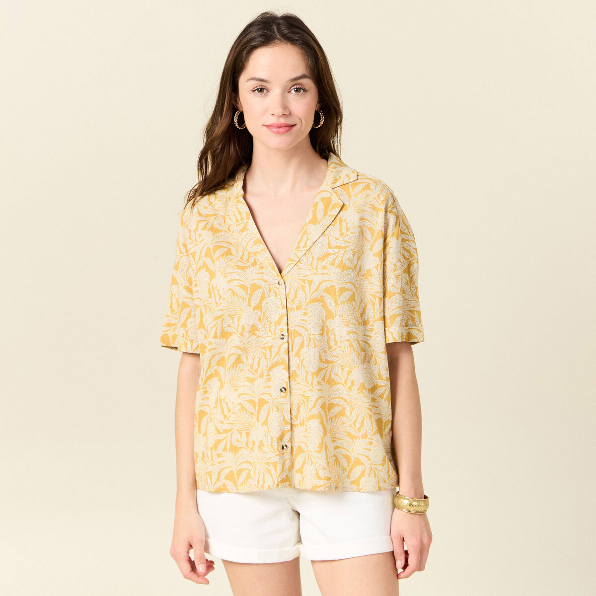 Chemise éco-responsable jaune femme