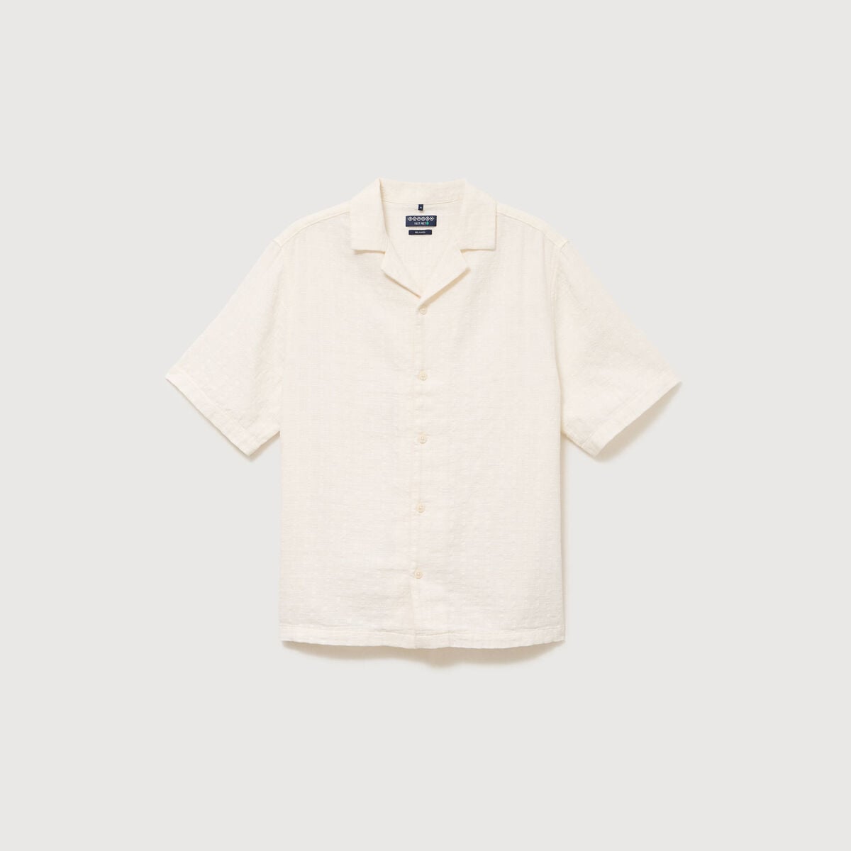 Col boyfriend manches courtes en coton ecru homme