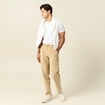 Pantalon droit en velours longueur 32 beige homme