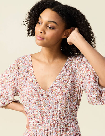 Robe longue évasée ivoire femme
