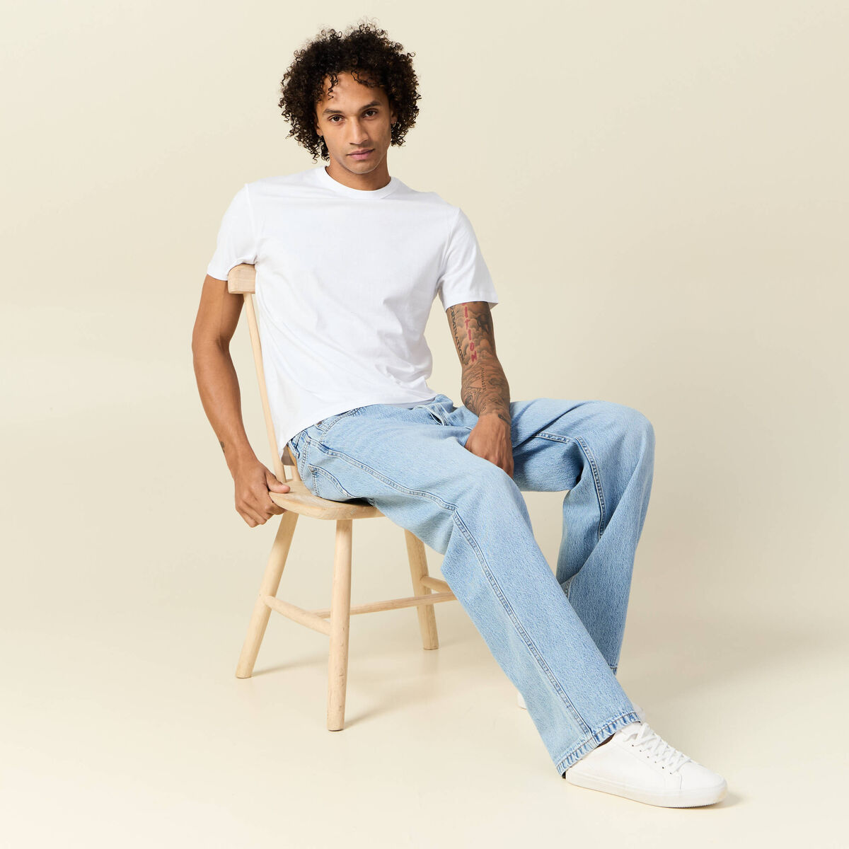 T-shirt en coton manches courtes blanc homme