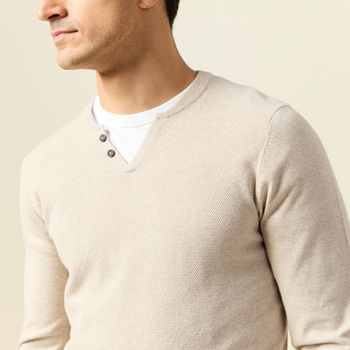 Pull manches longues sable homme