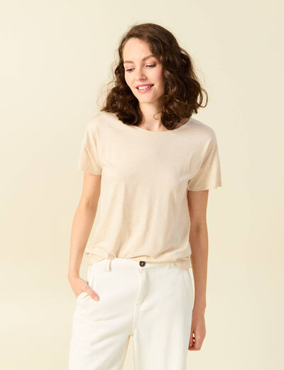 T-shirt manches courtes creme femme