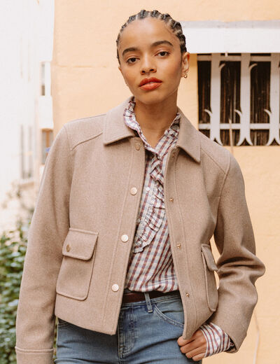 Blouson manches longues doubl&eacute; sable femme