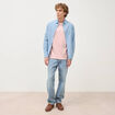 T-shirt droit en coton col ras du cou rose pastel homme