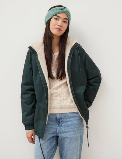 Parka r&eacute;versible vert femme