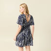 Robe évasée manches courtes bleu femme