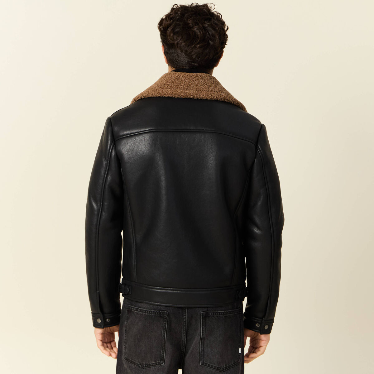 Blouson aviateur simili cuir noir homme