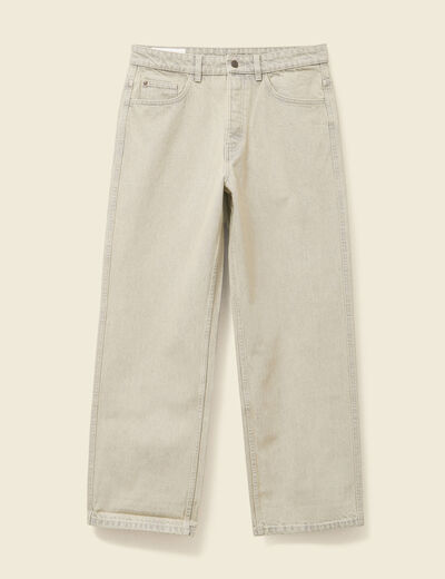 Jeans large 5 poches denim beige homme