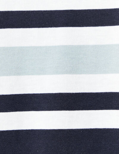 T-shirt ray&eacute; col rond manches courtes bleu marine homme