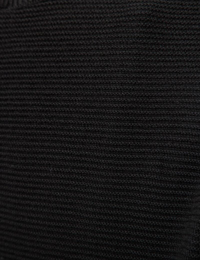 Pull droit col v manches longues noir femme