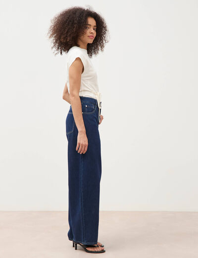 Jeans loose en coton denim brut clean femme