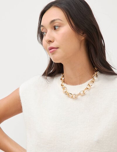 Collier avec cha&icirc;ne couleur or femme