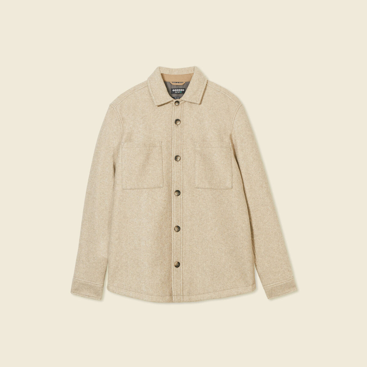 Surchemise boutonn&eacute;e beige homme