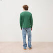 Polo manches longues broderie vert homme