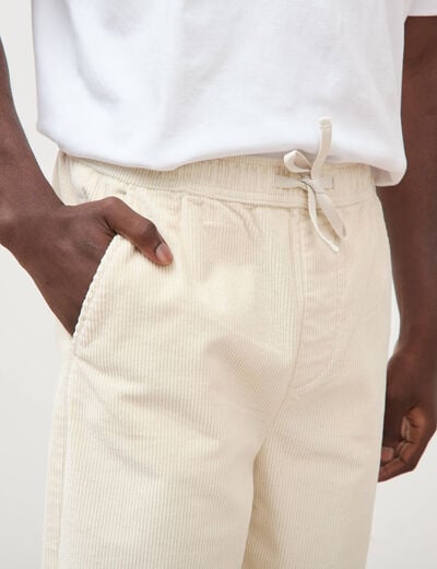 Pantalon large en velours ecru homme