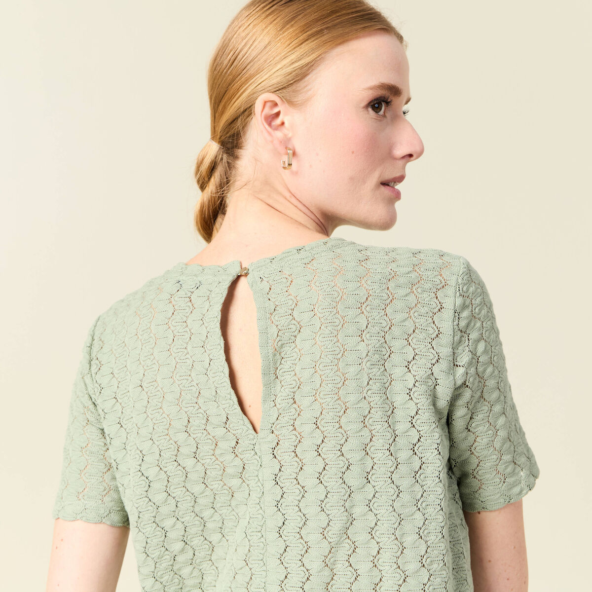 T-shirt manches courtes vert olive femme