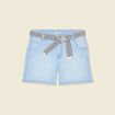 Short boyfriend ceinturé jean denim bleach femme