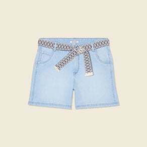 short boyfriend ceinture jean denim bleach femme Short boyfriend ceinturé jean denim bleach femme
