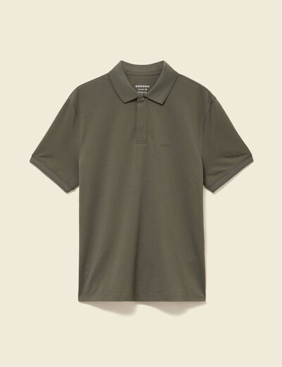Polo cintr&eacute; manches courtes col polo vert fonc&eacute; homme