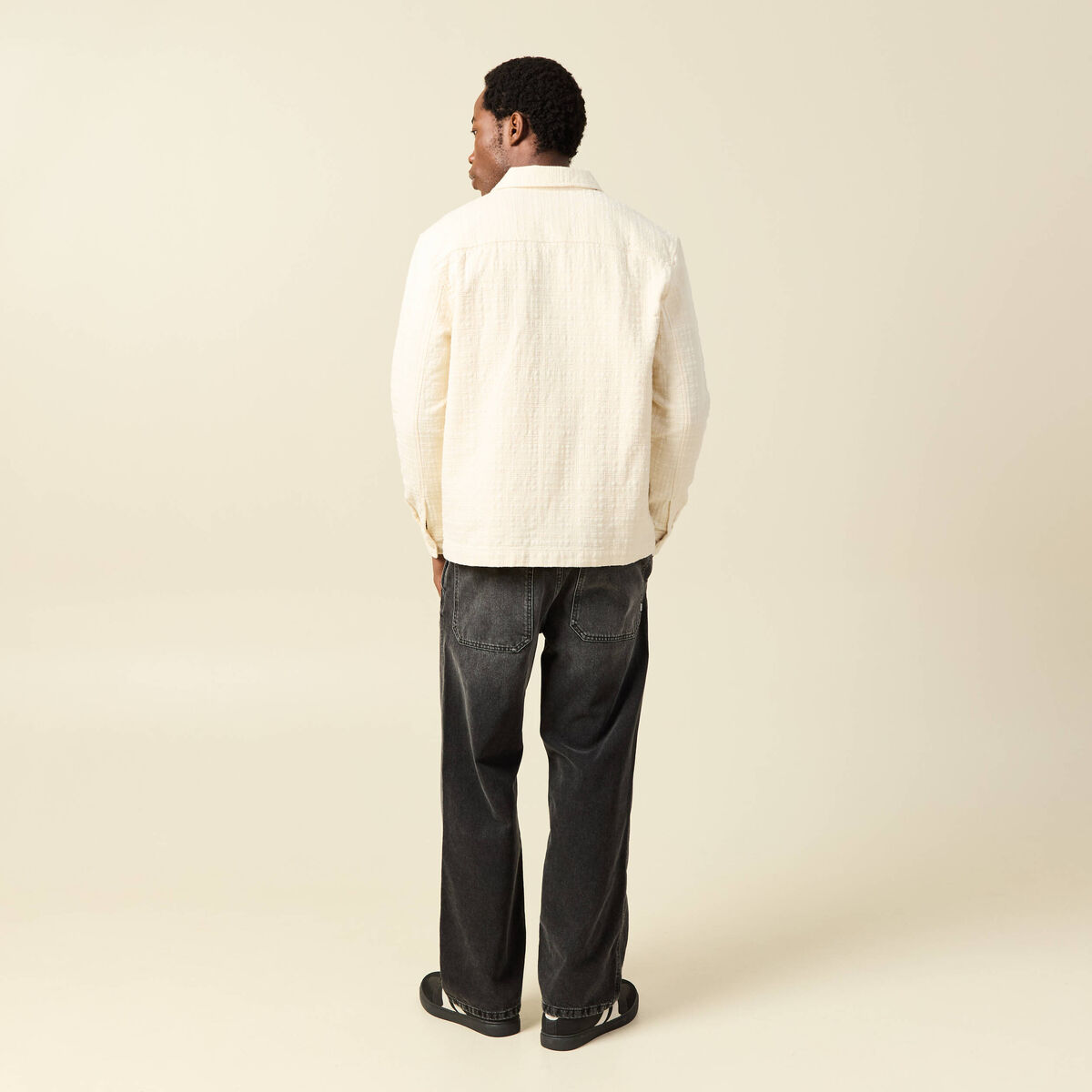 Surchemise droite longue col am&eacute;ricain ecru homme