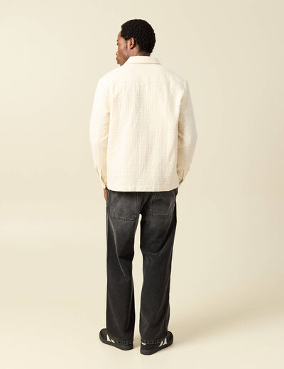 Surchemise droite longue col am&eacute;ricain ecru homme