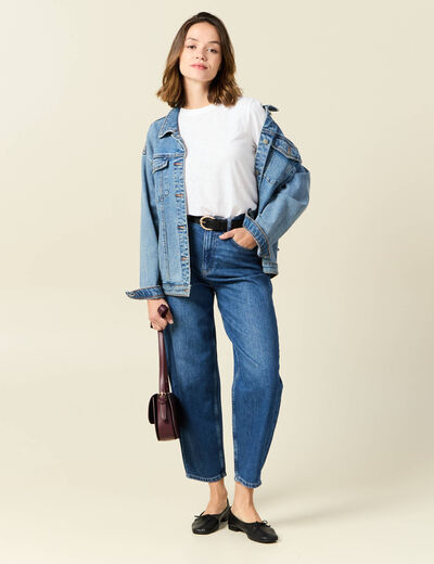 Jeans barrel taille haute denim stone femme