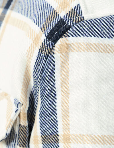 Surchemise oversize courte doubl&eacute;e bleu marine homme