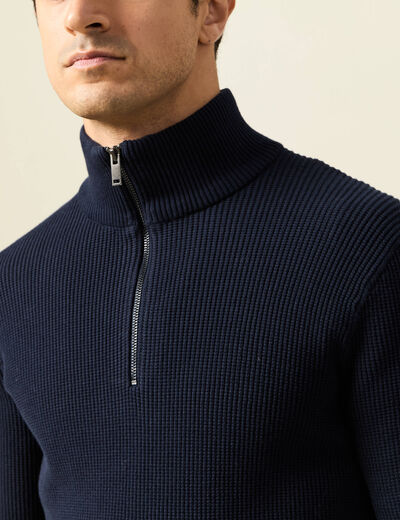 Pull col camionneur bleu marine homme