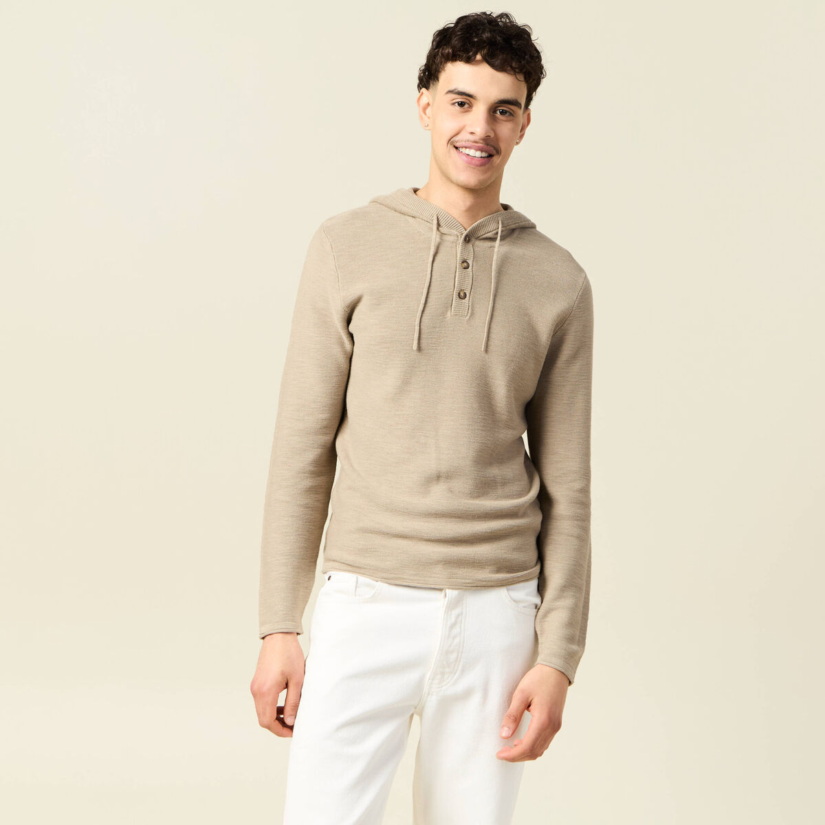 Pull à capuche gris homme