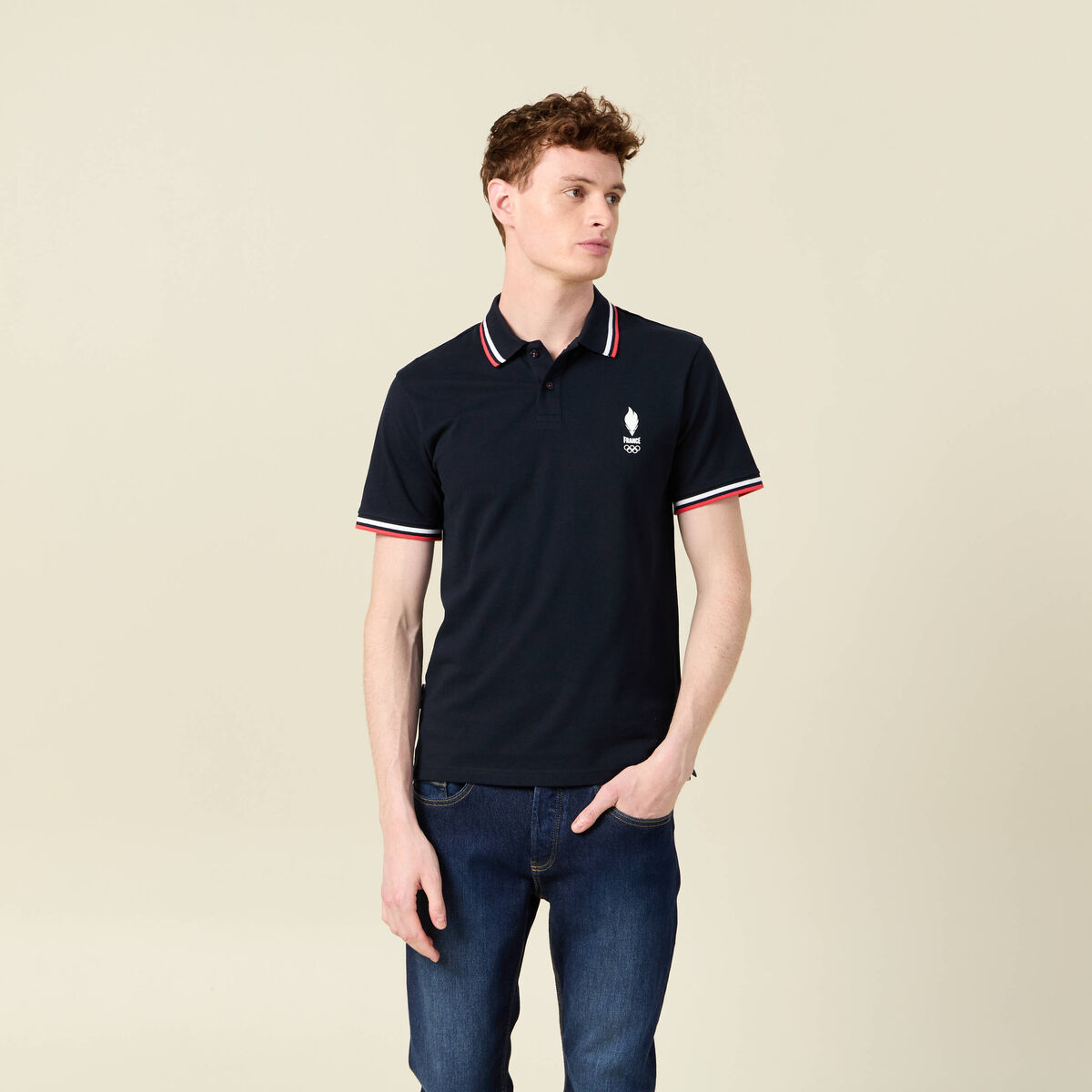 Polo manches courtes bleu marine homme