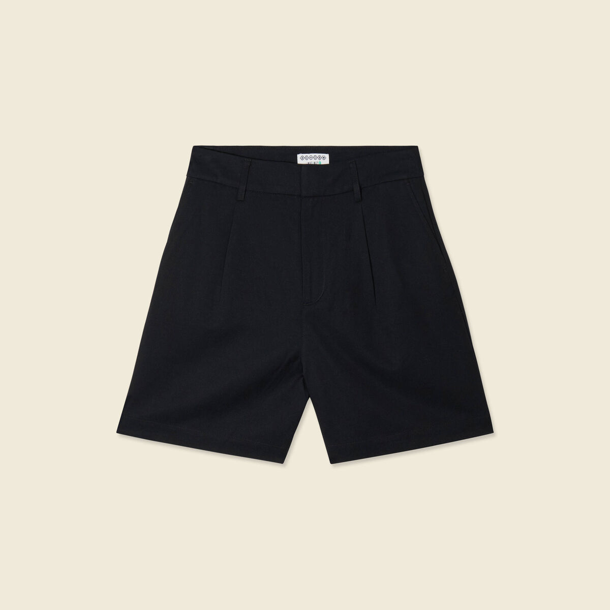 Bermuda droit taille haute noir femme