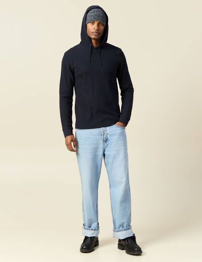 T-shirt à capuche bleu marine homme