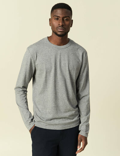T-shirt en coton manches longues gris homme