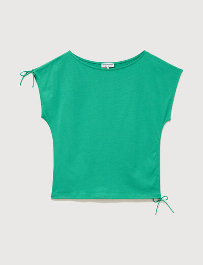 T-shirt ajust&eacute; col rond manches courtes vert femme