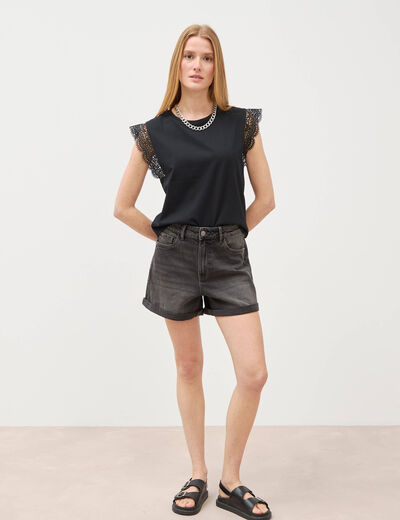 T-shirt manches courtes noir femme