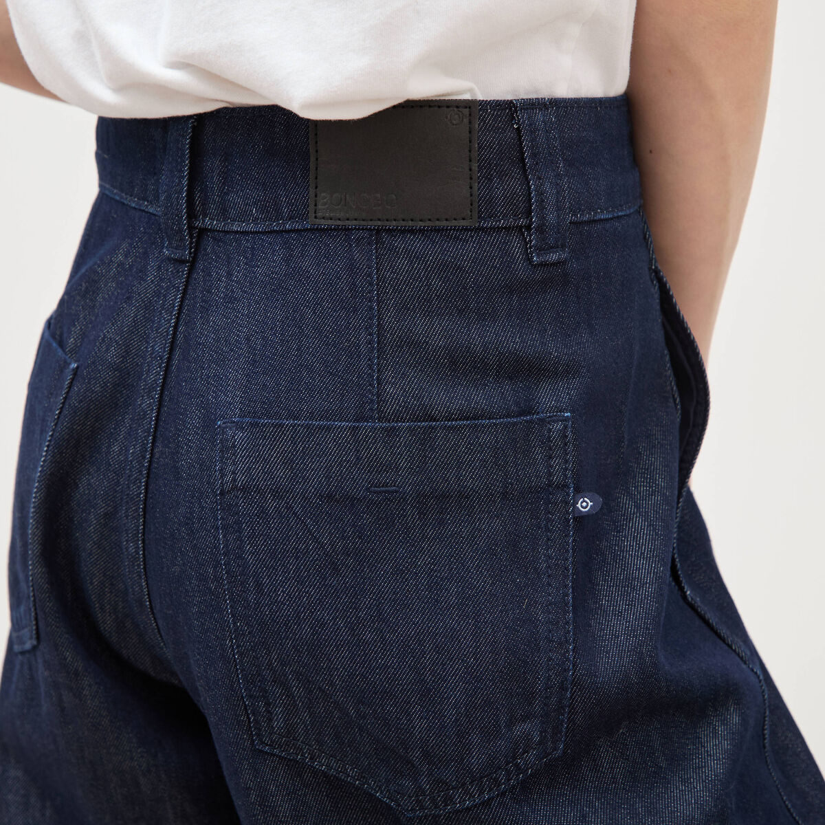 Jeans slouchy taille haute denim brut femme