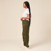 Pantalon battle bas élastiqué vert kaki femme