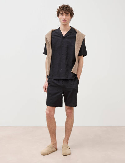 Chemise boyfriend manches courtes noir homme