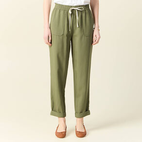 pantalon droit a coulisse vert kaki femme Pantalon droit à coulisse vert kaki femme
