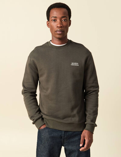 Sweat manches longues vert kaki homme