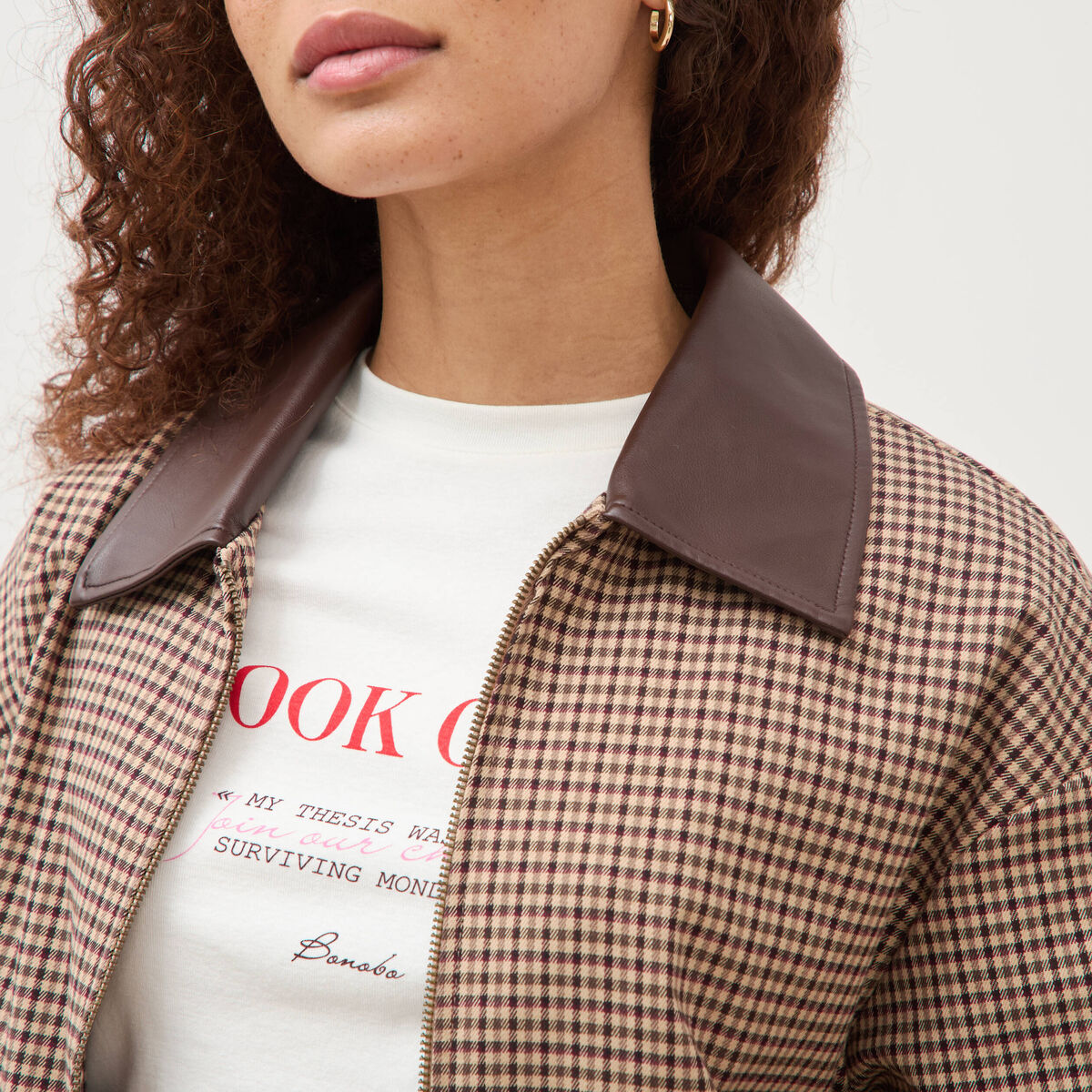Blouson oversize manches longues doubl&eacute; ficelle femme