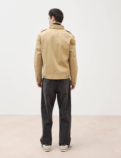 Veste col montant manches longues beige homme